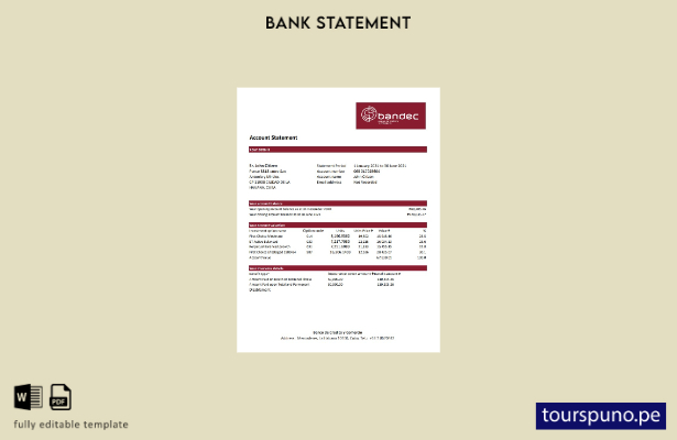 listo para imprimir Cuba Bandec Banco de Crédito y Comercio plantilla excel de e